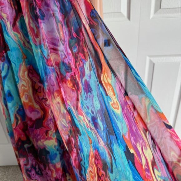 Laundry by Shelli Segal Long Flowy Colorful Dress Size 2 - Picture 5 of 8